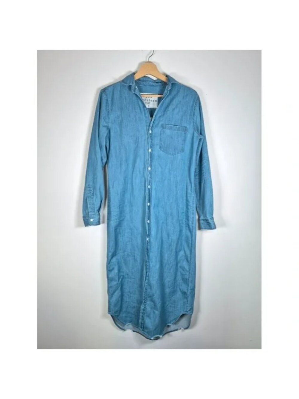 Frank & Eileen Denim Shirt Dress Long Sleeve Size S Light Blue